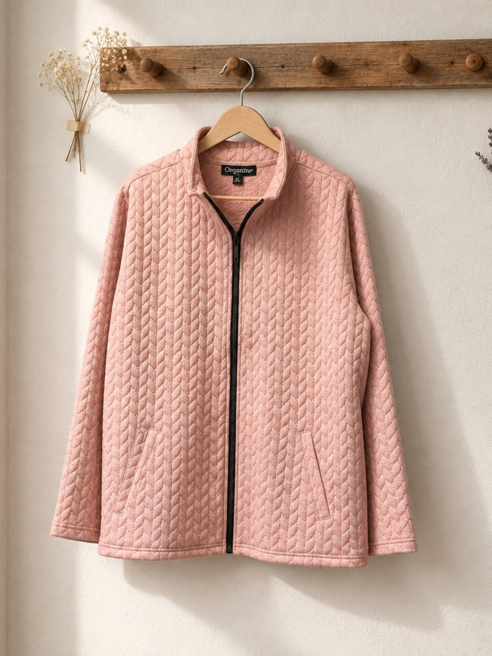 Onque Casuals Blush Quilted Zip Jacket